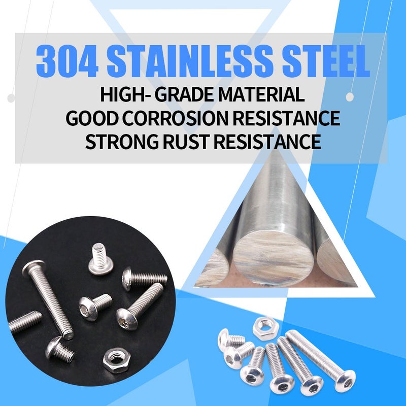 Glarks 230Pcs M3 Stainless Steel Allen Hex Drive Button Head Socket Cap Bolts Screws Nuts Assortment Kit (M3) - Image 5